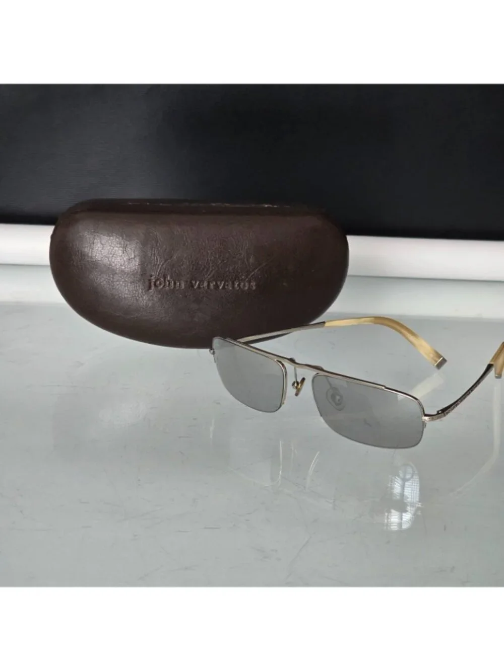 Vintage John Varvatos V100 Sunglasses Shiny Silver 56 -17 135